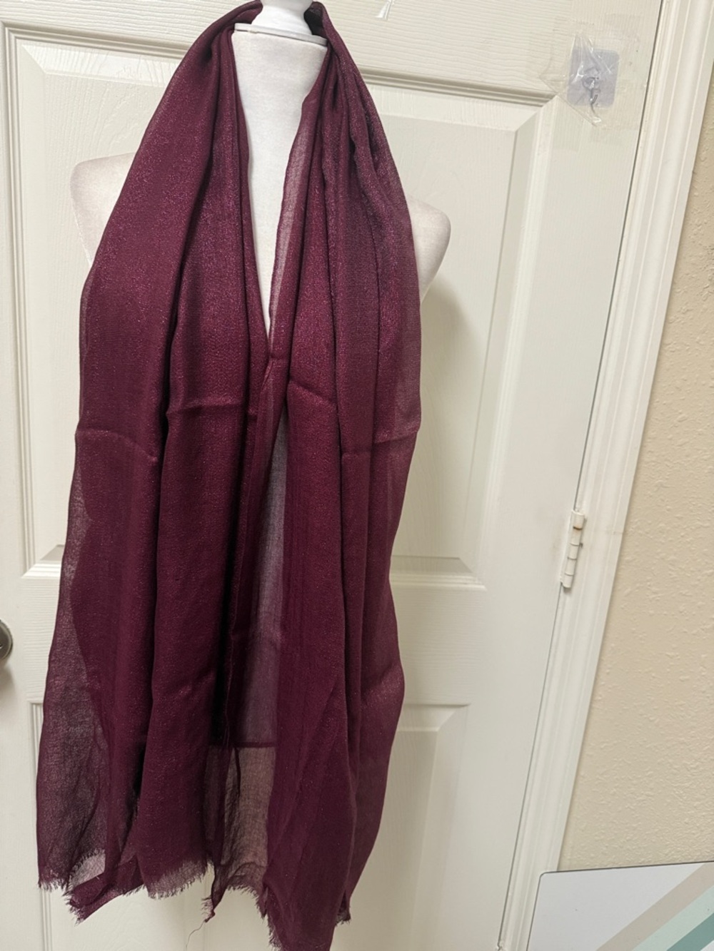 Women's Shimmery Burgundy Scarf - Unbranded